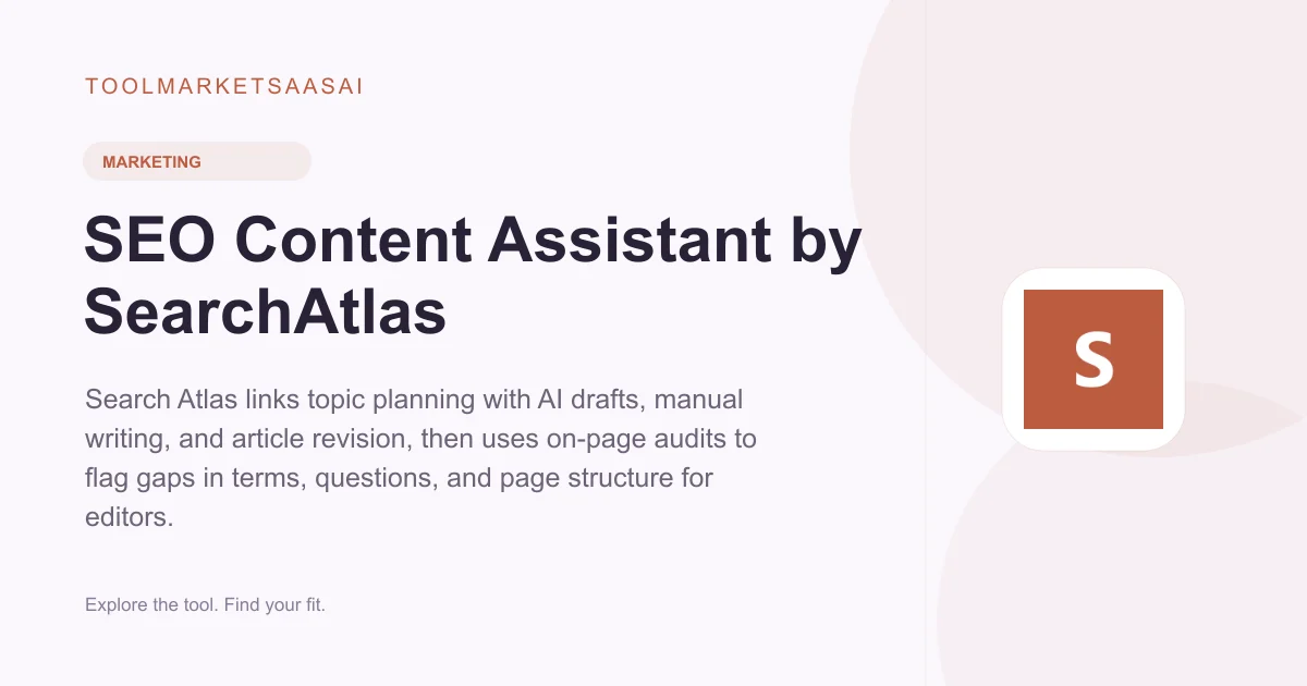 Editorial illustration for SEO Content Assistant by SearchAtlas